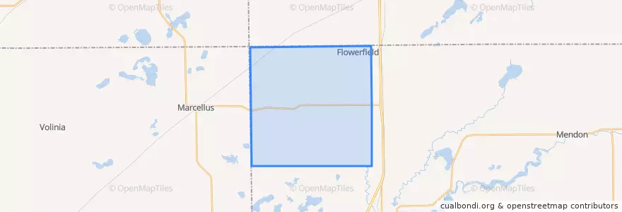 Mapa de ubicacion de Flowerfield Township.
