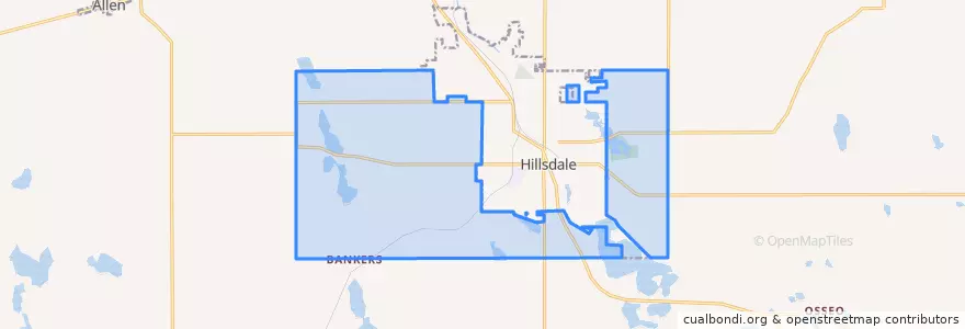 Mapa de ubicacion de Hillsdale Township.