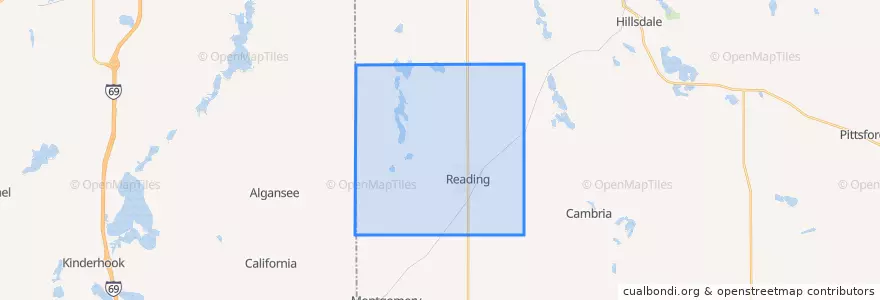 Mapa de ubicacion de Reading Township.