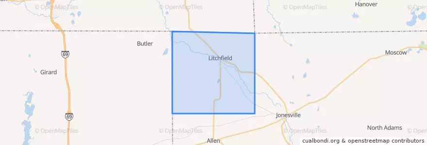 Mapa de ubicacion de Litchfield Township.