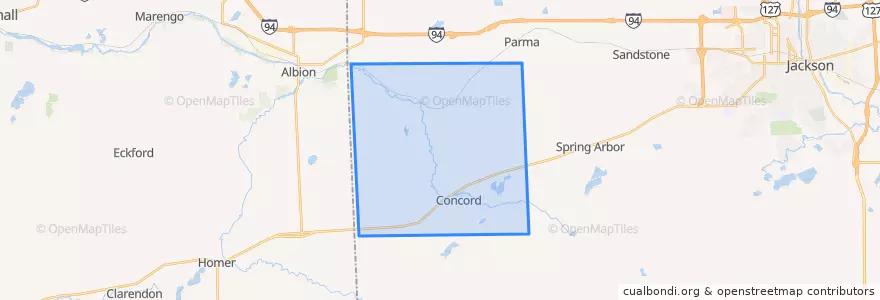 Mapa de ubicacion de Concord Township.