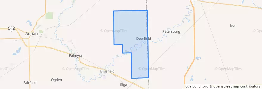 Mapa de ubicacion de Deerfield Township.