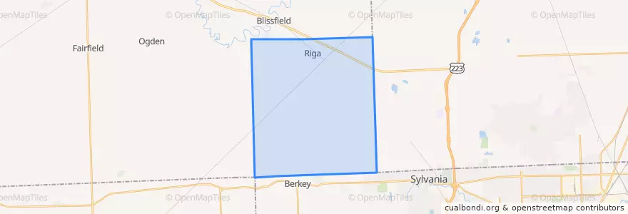 Mapa de ubicacion de Riga Township.