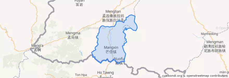 Mapa de ubicacion de 芒信镇.