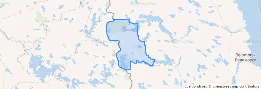 Mapa de ubicacion de Костомукшский городской округ.