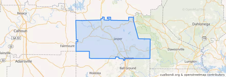 Mapa de ubicacion de Pickens County.