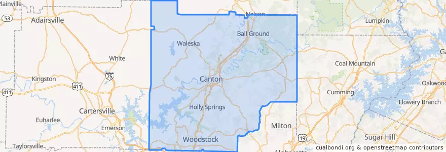 Mapa de ubicacion de Cherokee County.
