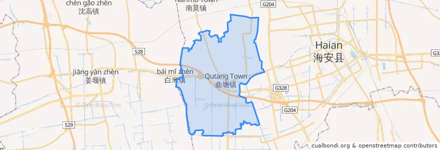 Mapa de ubicacion de 曲塘镇.