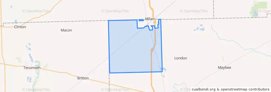 Mapa de ubicacion de Milan Township.