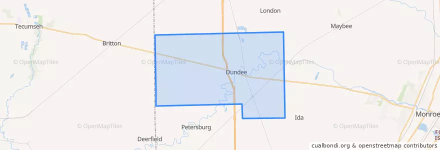 Mapa de ubicacion de Dundee Township.