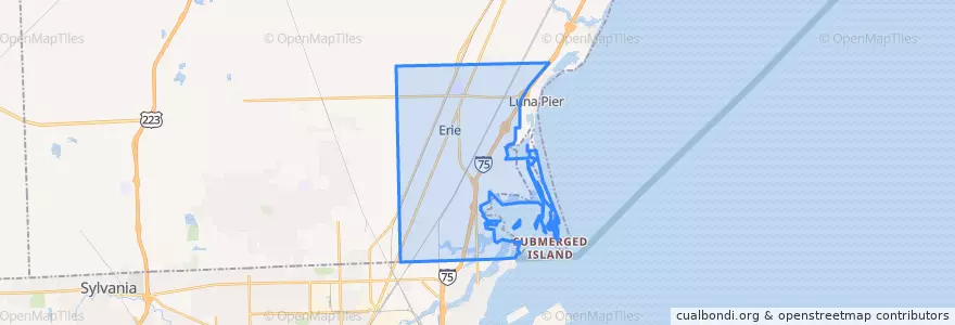 Mapa de ubicacion de Erie Township.
