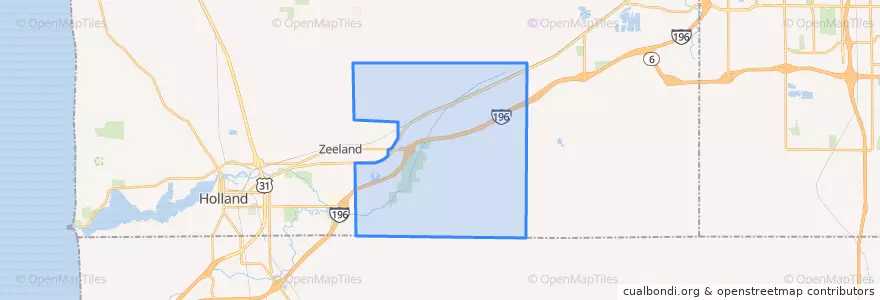 Mapa de ubicacion de Zeeland Charter Township.