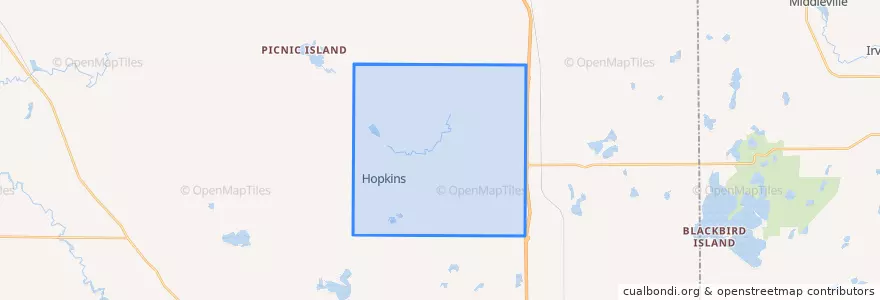Mapa de ubicacion de Hopkins Township.