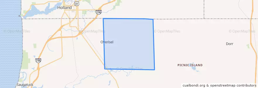 Mapa de ubicacion de Overisel Township.