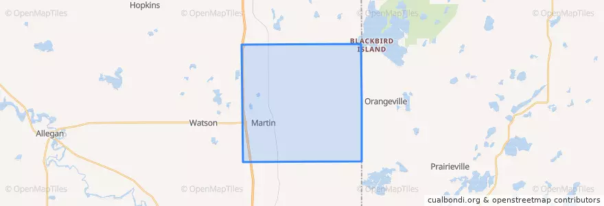 Mapa de ubicacion de Martin Township.