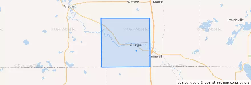Mapa de ubicacion de Otsego Township.