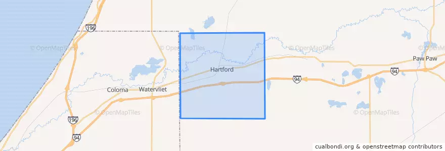 Mapa de ubicacion de Hartford Township.