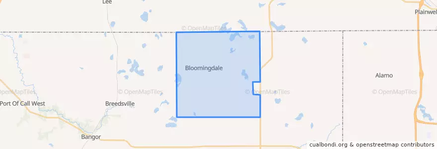 Mapa de ubicacion de Bloomingdale Township.