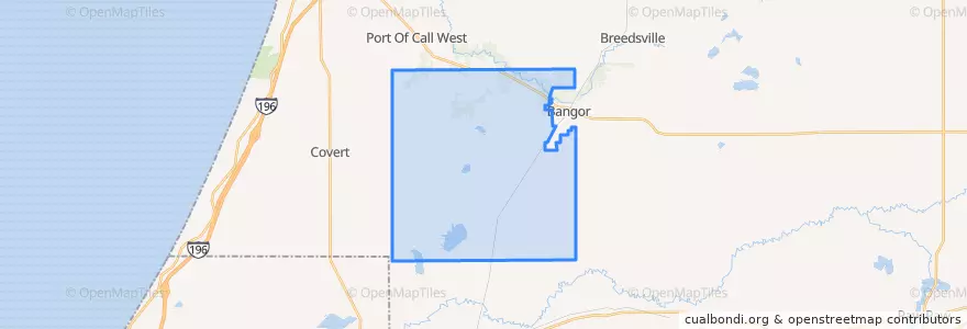 Mapa de ubicacion de Bangor Township.