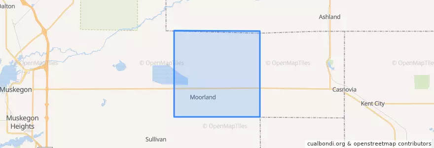 Mapa de ubicacion de Moorland Township.