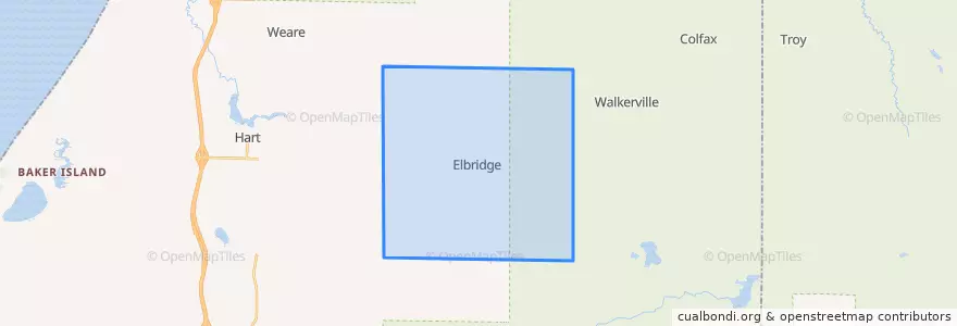 Mapa de ubicacion de Elbridge Township.