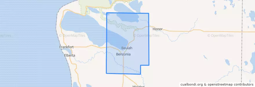 Mapa de ubicacion de Benzonia Township.