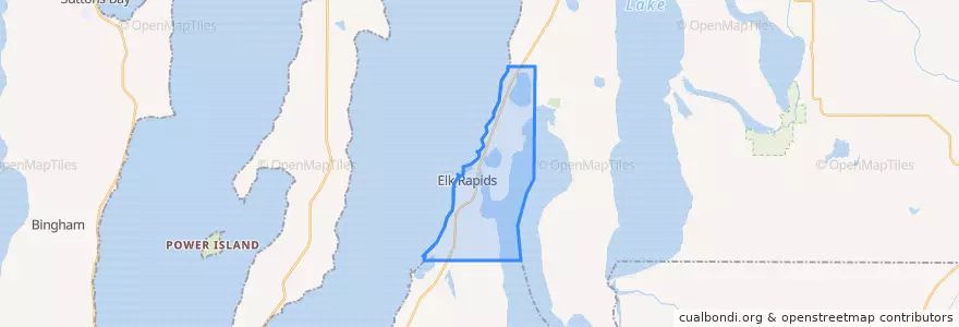 Mapa de ubicacion de Elk Rapids Township.