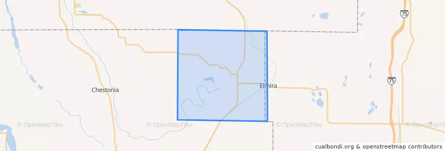 Mapa de ubicacion de Warner Township.