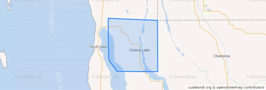 Mapa de ubicacion de Central Lake Township.