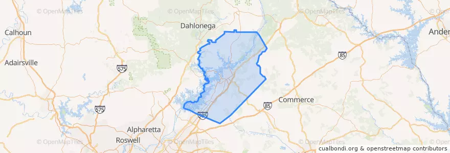 Mapa de ubicacion de Hall County.