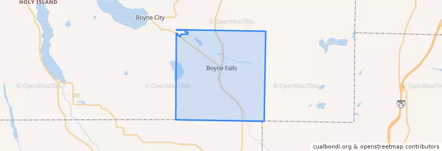 Mapa de ubicacion de Boyne Valley Township.