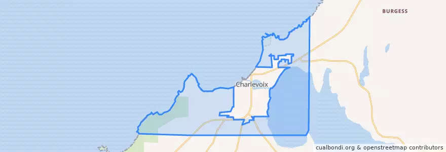 Mapa de ubicacion de Charlevoix Township.