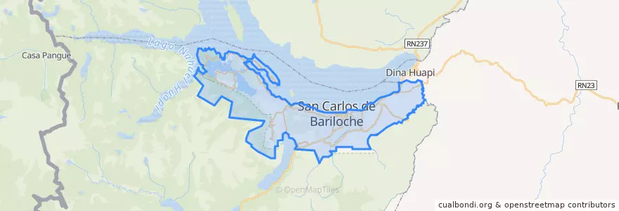 Mapa de ubicacion de Municipio de San Carlos de Bariloche.
