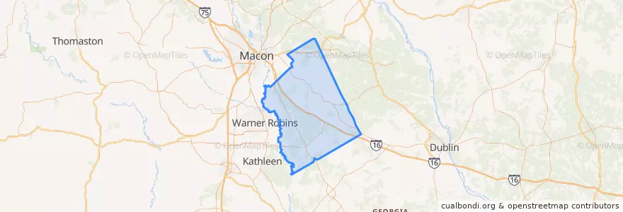 Mapa de ubicacion de Twiggs County.