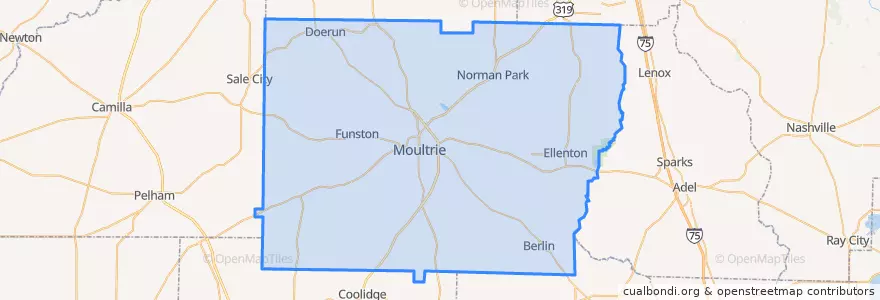 Mapa de ubicacion de Colquitt County.