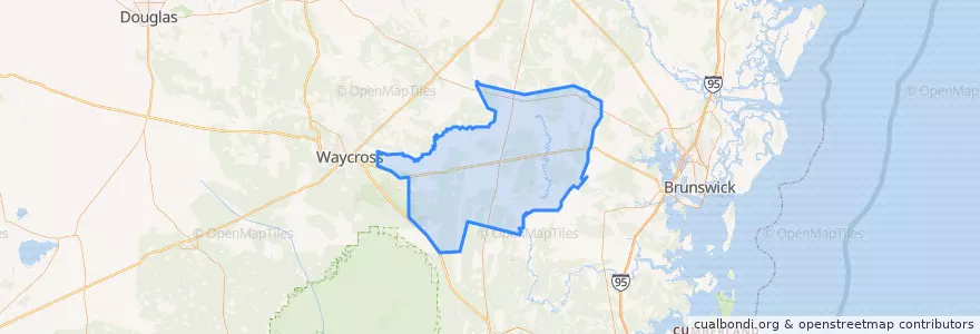Mapa de ubicacion de Brantley County.