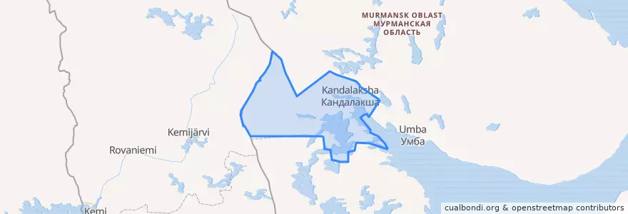 Mapa de ubicacion de Кандалакшский район.