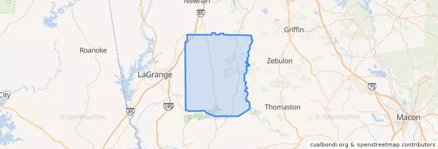 Mapa de ubicacion de Meriwether County.