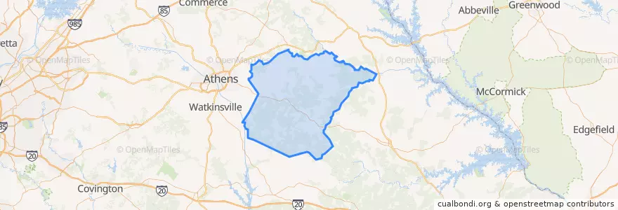 Mapa de ubicacion de Oglethorpe County.