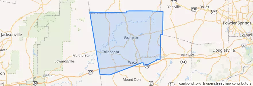 Mapa de ubicacion de Haralson County.