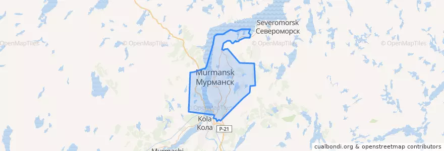 Mapa de ubicacion de городской округ Мурманск.