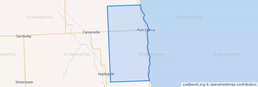 Mapa de ubicacion de Sanilac Township.