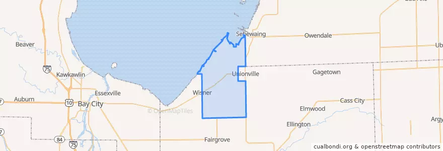 Mapa de ubicacion de Akron Township.