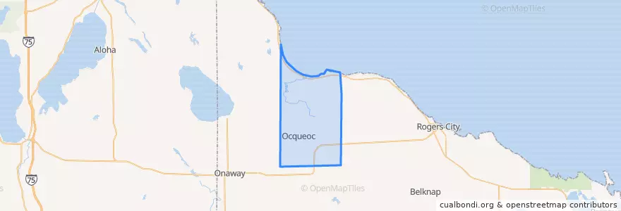 Mapa de ubicacion de Ocqueoc Township.