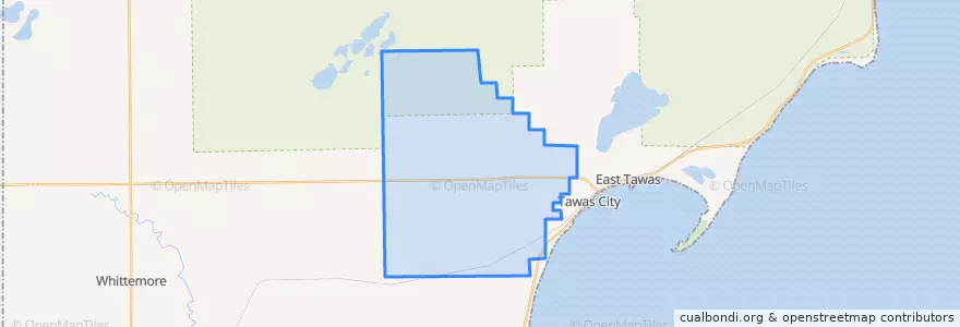 Mapa de ubicacion de Tawas Township.