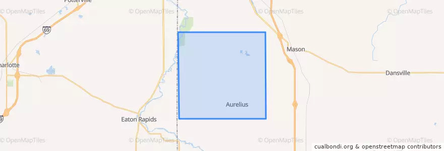 Mapa de ubicacion de Aurelius Township.
