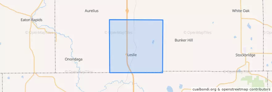 Mapa de ubicacion de Leslie Township.