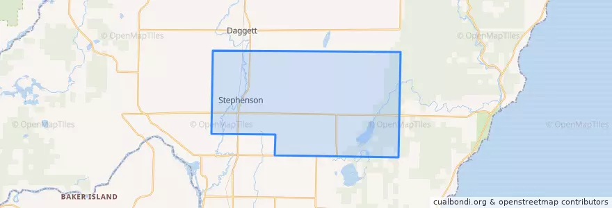Mapa de ubicacion de Stephenson Township.