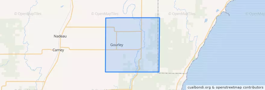Mapa de ubicacion de Gourley Township.