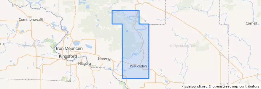 Mapa de ubicacion de Waucedah Township.